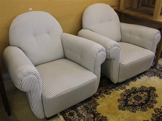 Pair upholstered armchairs